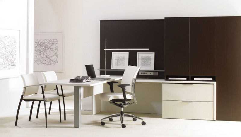 Expansion Contemporary Executive Office Furniture in White & Brown